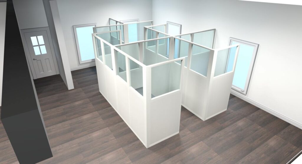 white office cubicles