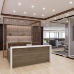 Reception Urban Walnut Finish White Countertop office furniture